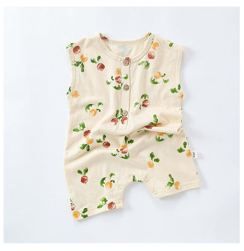 🍑 Fruit Grove Rompers – Sleeveless Summer Bodysuits for Littles 🍉