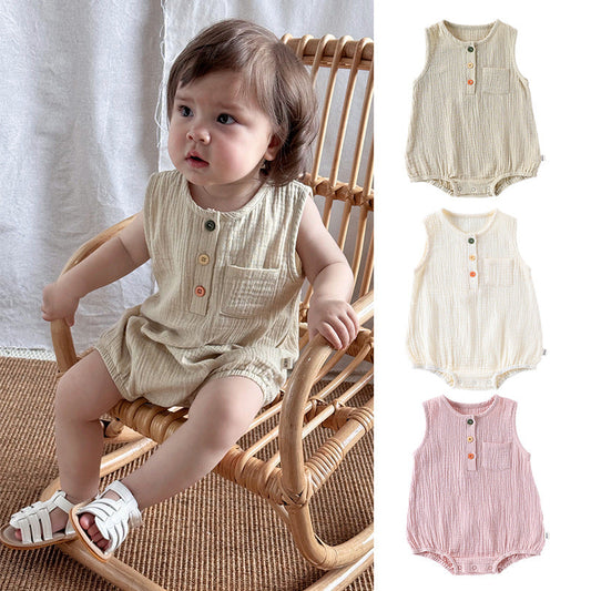 👶 Little Nest Cotton Bodysuits – Summer Sleeveless Basics 🌞