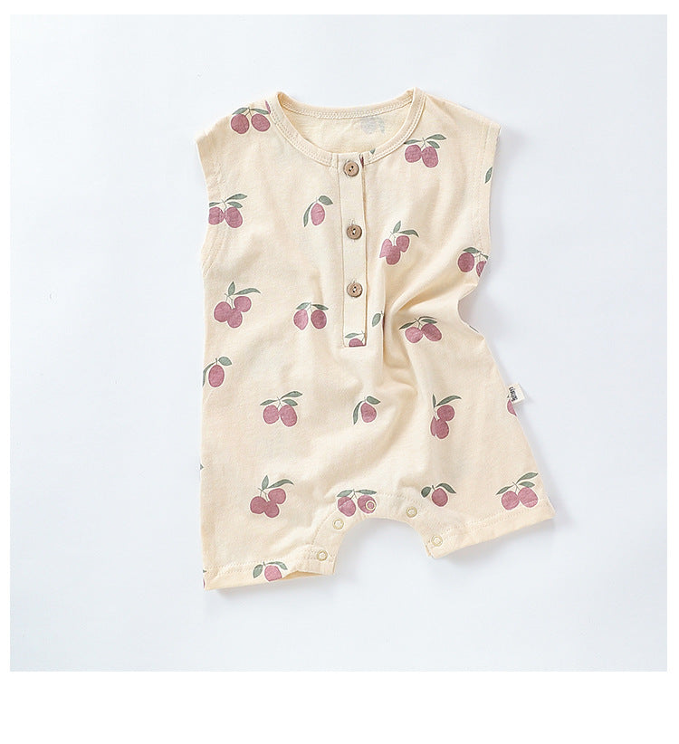 🍑 Fruit Grove Rompers – Sleeveless Summer Bodysuits for Littles 🍉