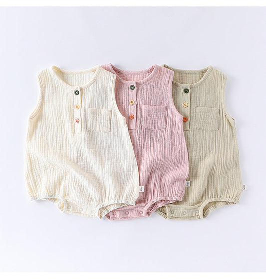 👶 Little Nest Cotton Bodysuits – Summer Sleeveless Basics 🌞