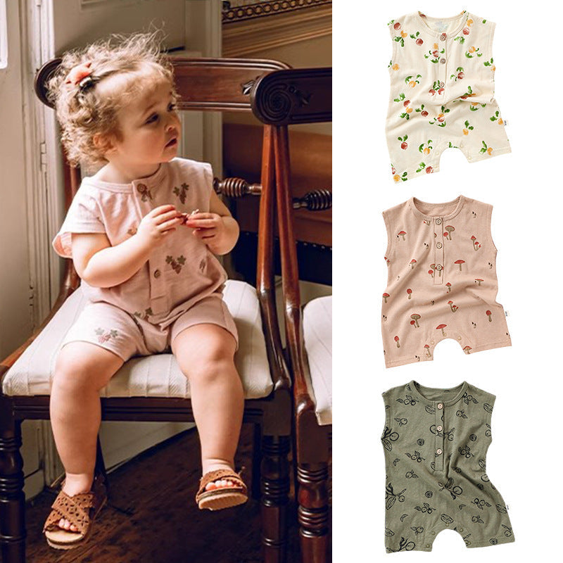 🍑 Fruit Grove Rompers – Sleeveless Summer Bodysuits for Littles 🍉
